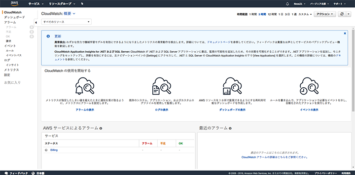 CloudWatch を開く