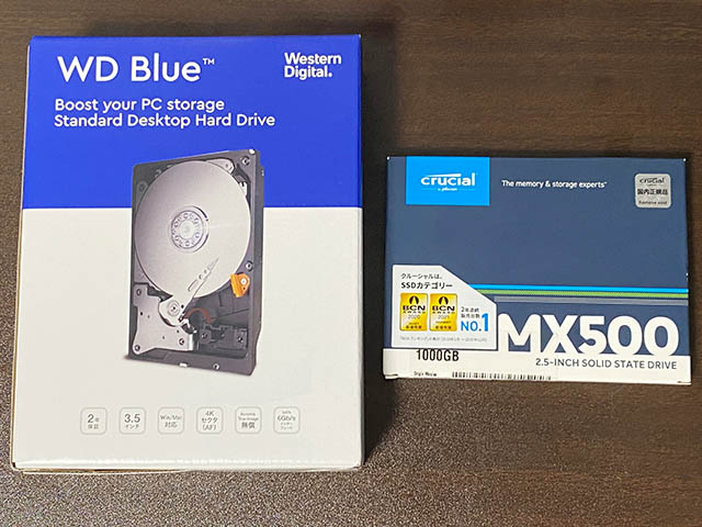 購入した HDD と SSD